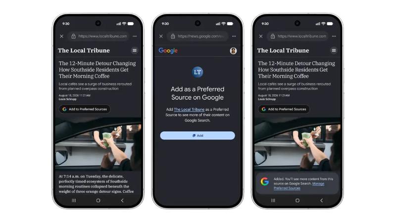 Google launches 'Preferred Sources' button letting readers boost favorite publishers in Search results