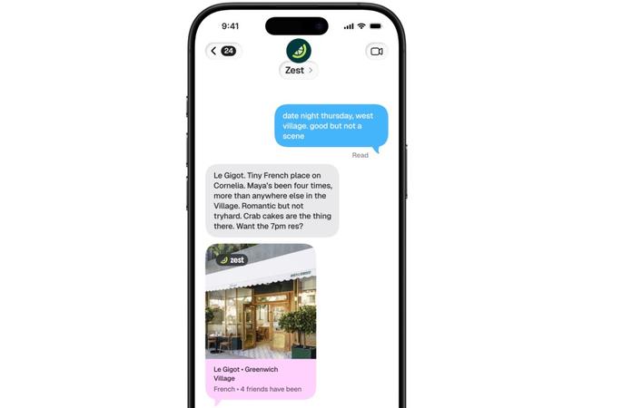 Zest Launches AI Restaurant Concierge That Lives in Your Text Messages