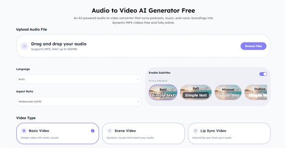 Audio to video AI generator