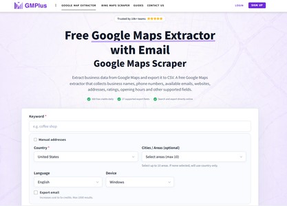 Free Google Maps Extractor & Scraper | GMPlus