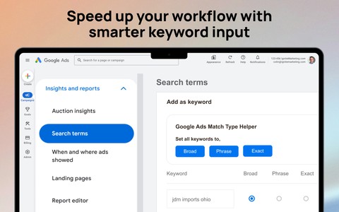 Google Ads Keyword Match Type Helper