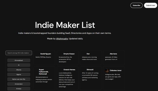 Indie Maker List