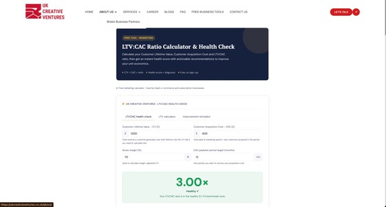 LTV:CAC Health Check Calculator