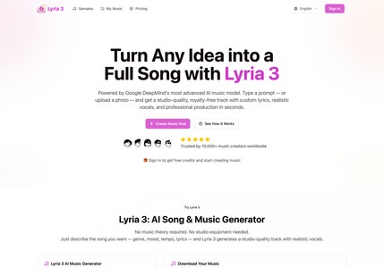Lyria 3 - Premier AI Song & Music Generator