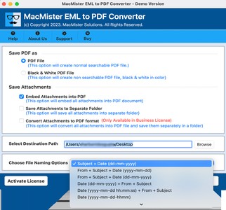 MacMister EML to PDF Converter for Mac