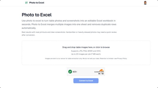 Photo to Excel