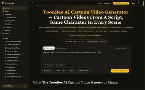 toonbee ai cartoon video generator