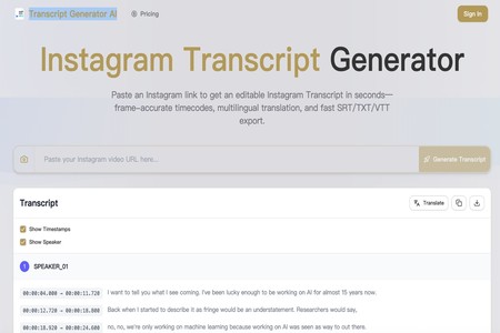 Transcript Generator AI