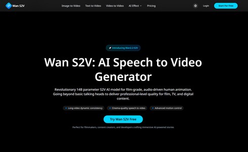 Wan S2V: AI Speech to Video Generator