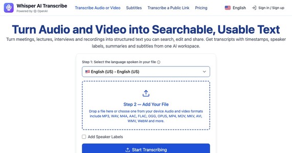 Whisper AI Transcribe